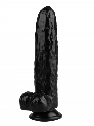 Фаллоимитатор Длинный Огурец на присоске, черный (25, Ø 4.2 см)