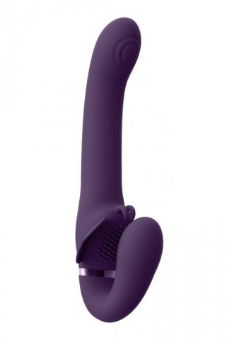 Безремневой страпон Satu с пульсацией мембран, фиолетовый (23, Ø 3.2 см)
