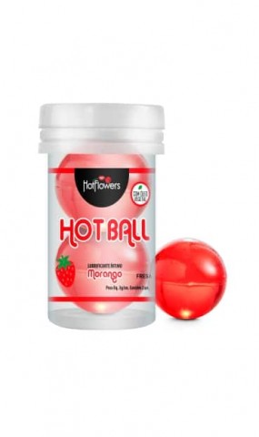 Интимный гель AROMATIC HOT BALL на масляной основе с ароматом и вкусом клубники, 2 шарика