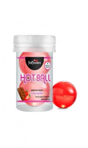 Интимный гель AROMATIC HOT BALL на масляной основе с ароматом и вкусом клубники в шоколаде, 2 шарика